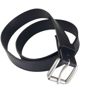 Black Thick Leather 1.5" Wide Belt 40 Removable Buckle Minimalist Office